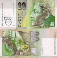 *20 Sk Dvadsať korún Slovensko 1993/2000 Bimilénium P34 UNC - Kliknutím na obrázok zatvorte -